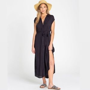 Billabong little flirt black button maxi dress Lg